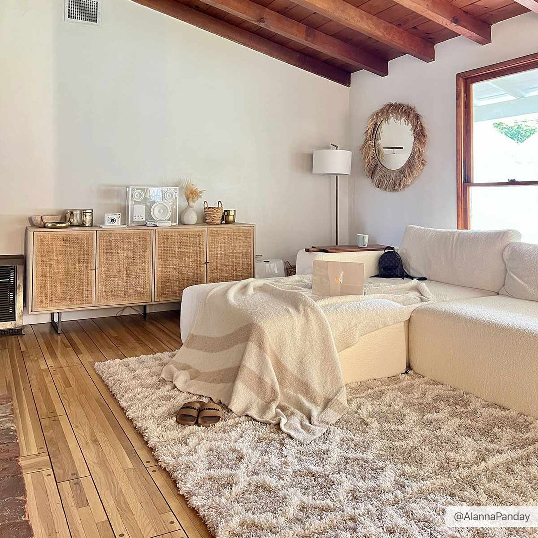 Contemporary Beige and Ivory Tribal Design Plush pile Multi Size Area Rug - The Rug Decor