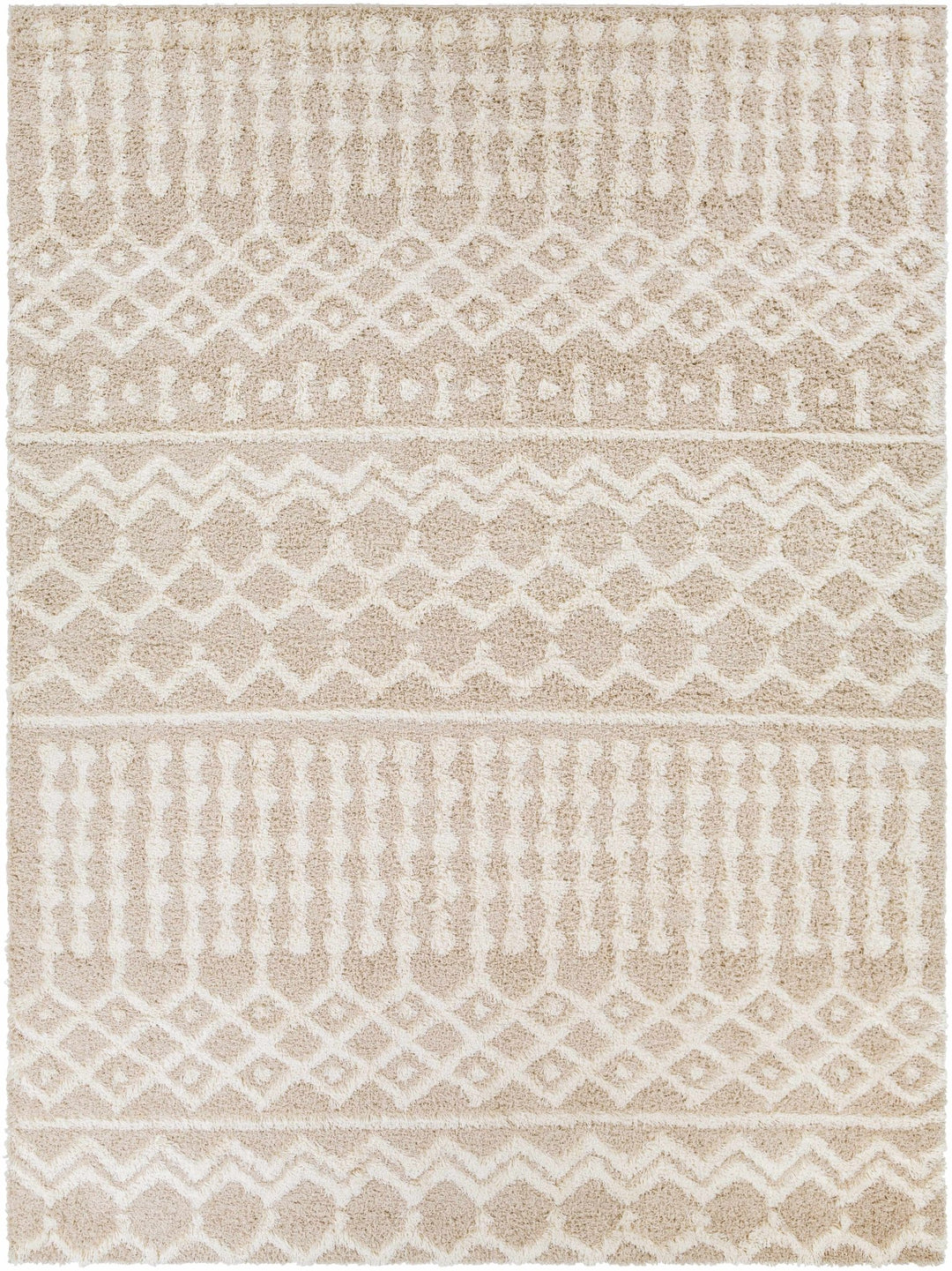 Contemporary Beige and Ivory Tribal Design Plush pile Multi Size Area Rug - The Rug Decor