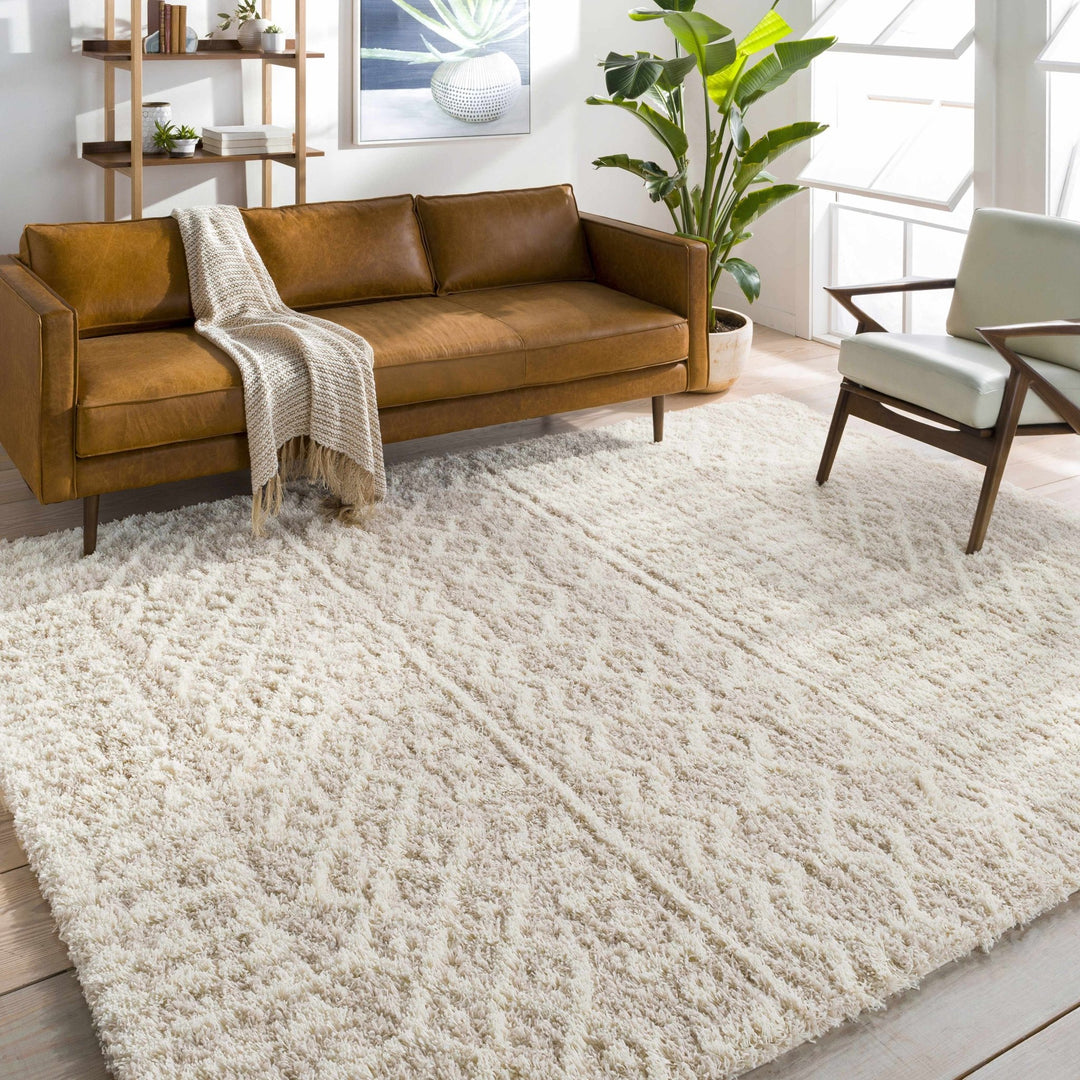 Contemporary Beige and Ivory Tribal Design Plush pile Multi Size Area Rug - The Rug Decor