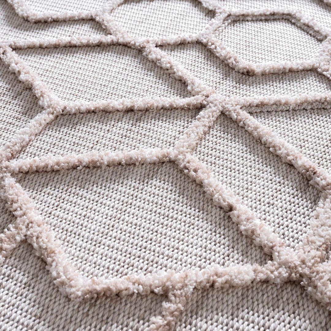 Contemporary Beige and Light Peach High/Low pile Texture Area Rug - The Rug Decor