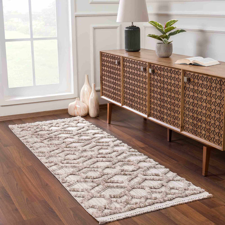 Contemporary Beige and Light Peach High/Low pile Texture Area Rug - The Rug Decor