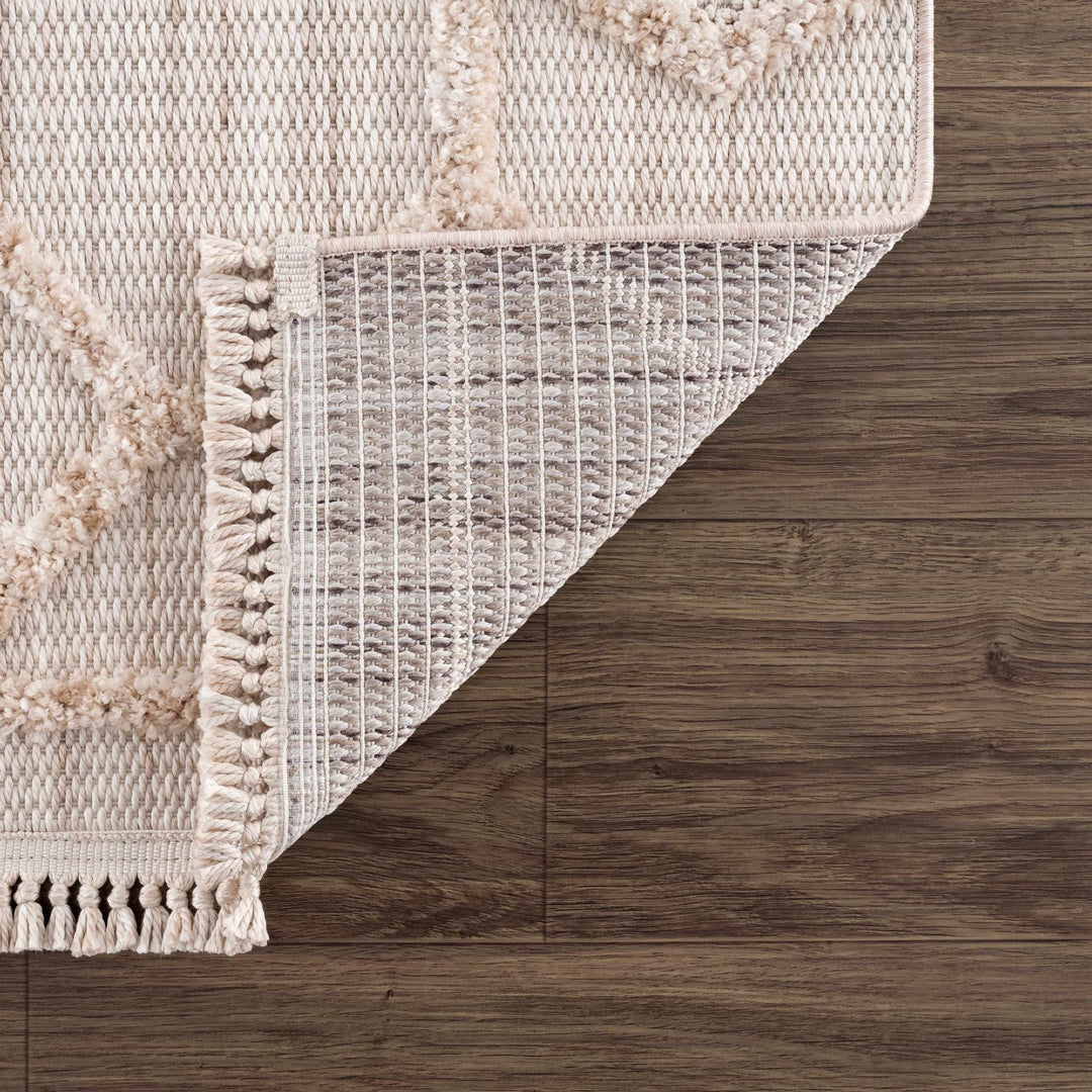 Contemporary Beige and Light Peach High/Low pile Texture Area Rug - The Rug Decor