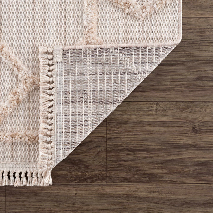 Contemporary Beige and Light Peach High/Low pile Texture Area Rug - The Rug Decor