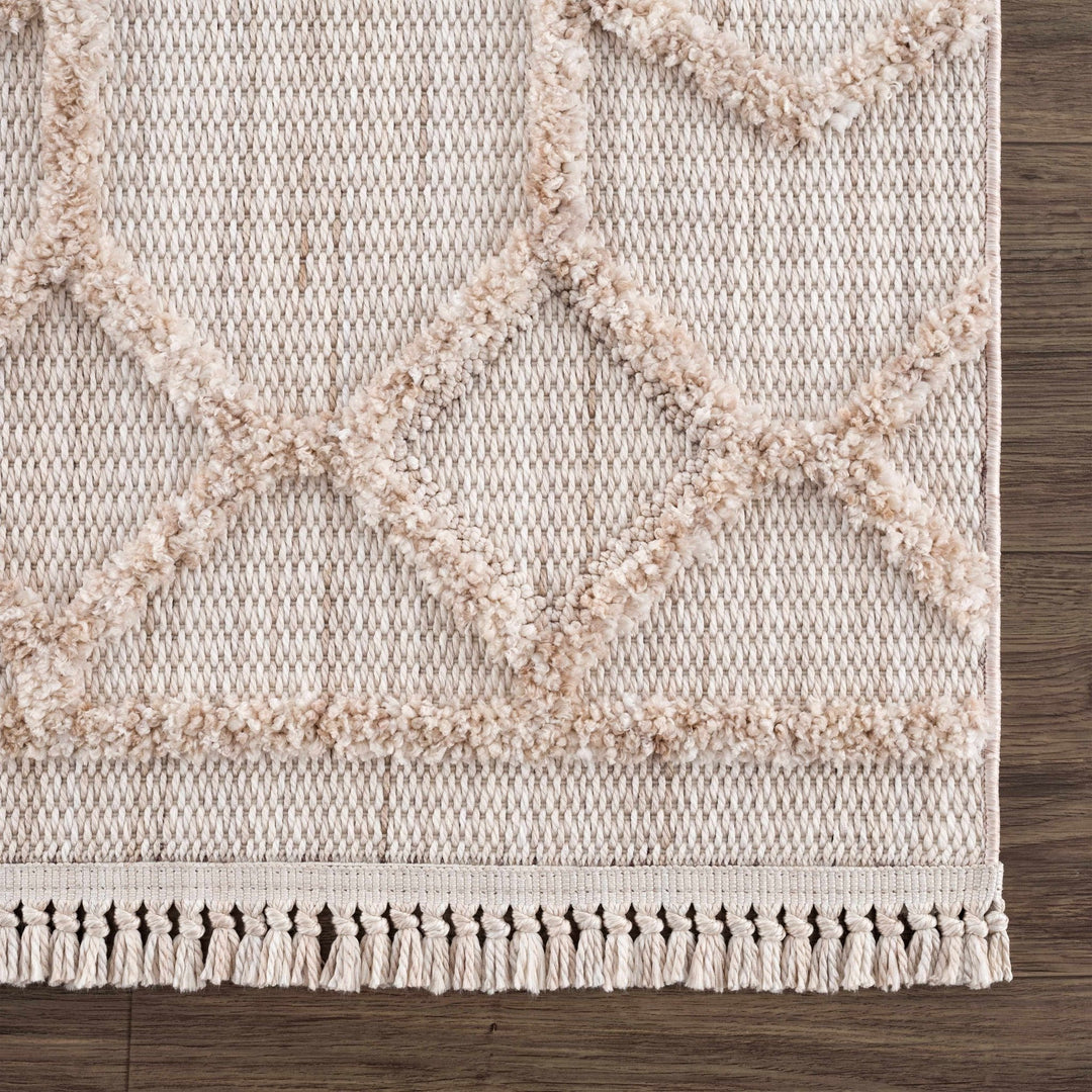 Contemporary Beige and Light Peach High/Low pile Texture Area Rug - The Rug Decor