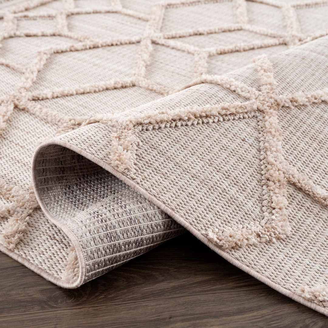 Contemporary Beige and Light Peach High/Low pile Texture Area Rug - The Rug Decor