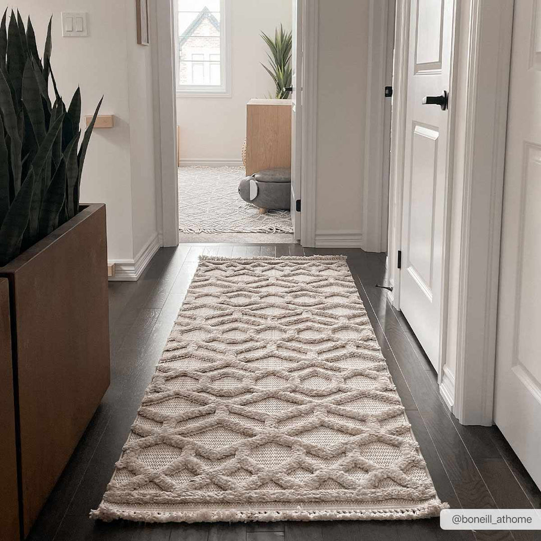 Contemporary Beige and Light Peach High/Low pile Texture Area Rug - The Rug Decor