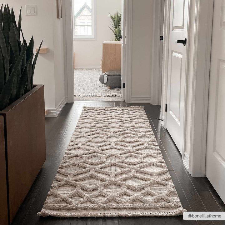 Contemporary Beige and Light Peach High/Low pile Texture Area Rug - The Rug Decor