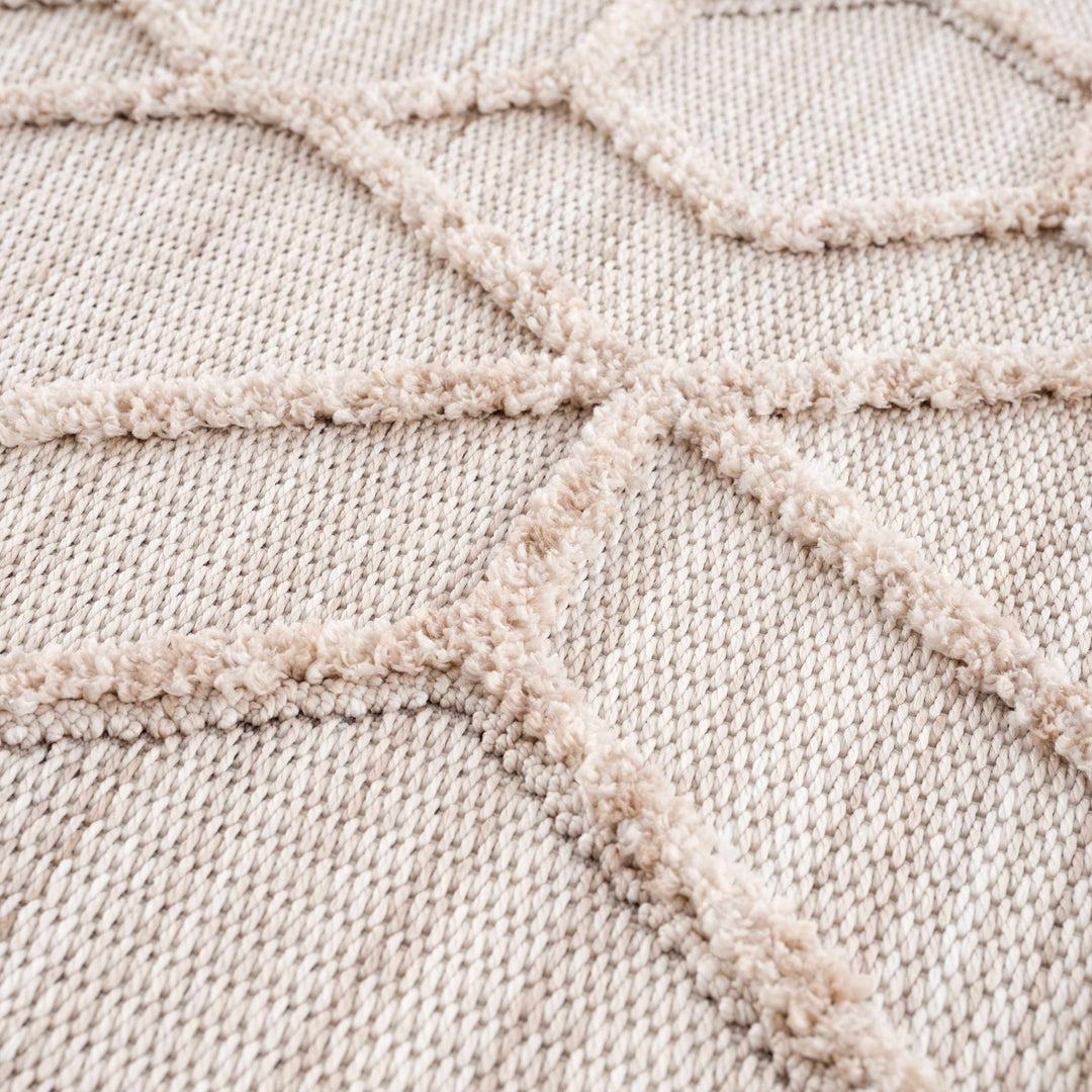 Contemporary Beige and Light Peach High/Low pile Texture Area Rug - The Rug Decor