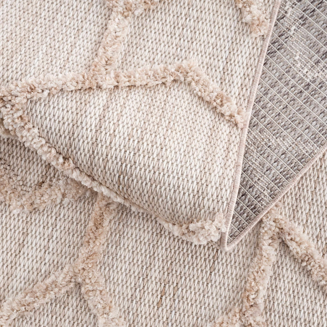 Contemporary Beige and Light Peach High/Low pile Texture Area Rug - The Rug Decor