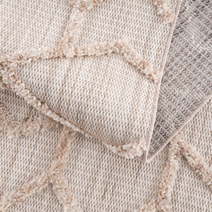 Contemporary Beige and Light Peach High/Low pile Texture Area Rug - The Rug Decor