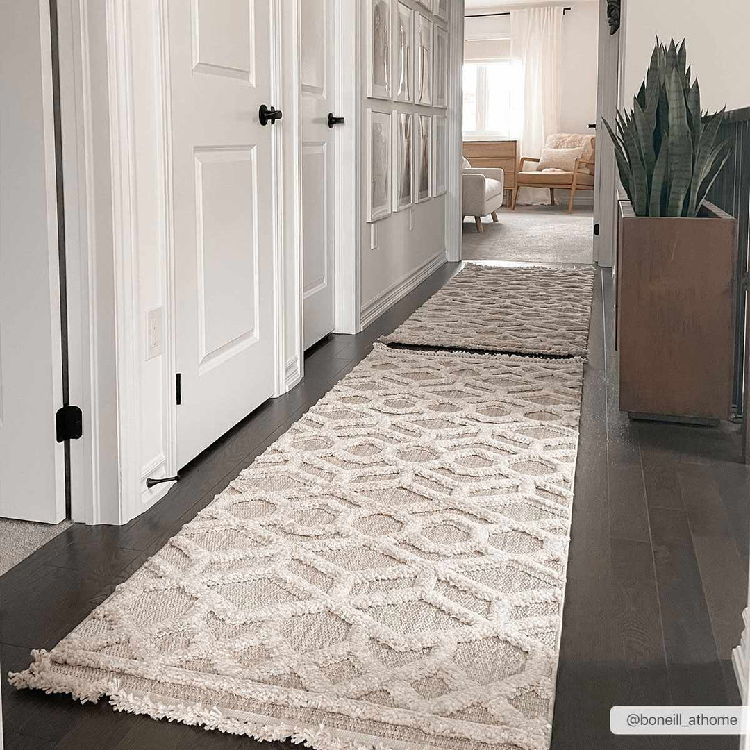 Contemporary Beige and Light Peach High/Low pile Texture Area Rug - The Rug Decor