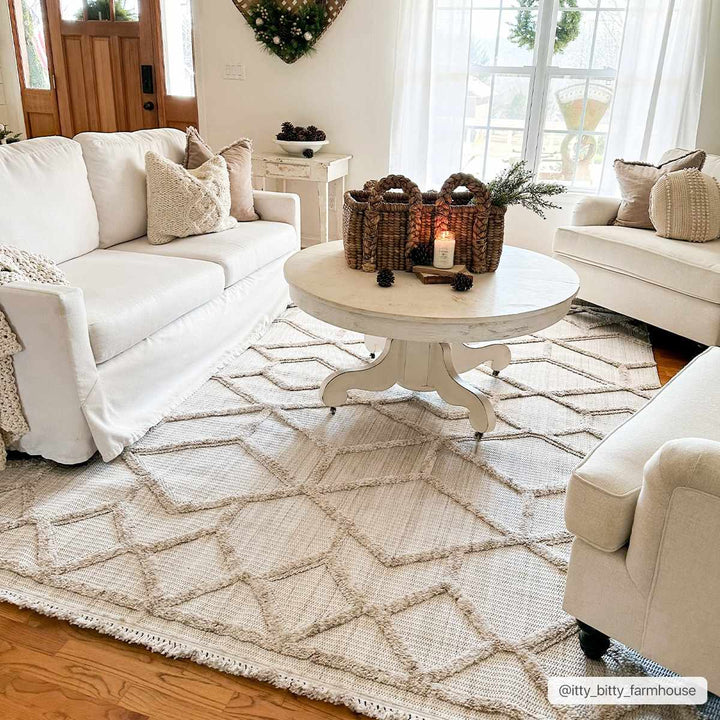 Contemporary Beige and Light Peach High/Low pile Texture Area Rug - The Rug Decor