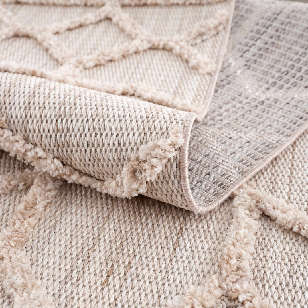 Contemporary Beige and Light Peach High/Low pile Texture Area Rug - The Rug Decor