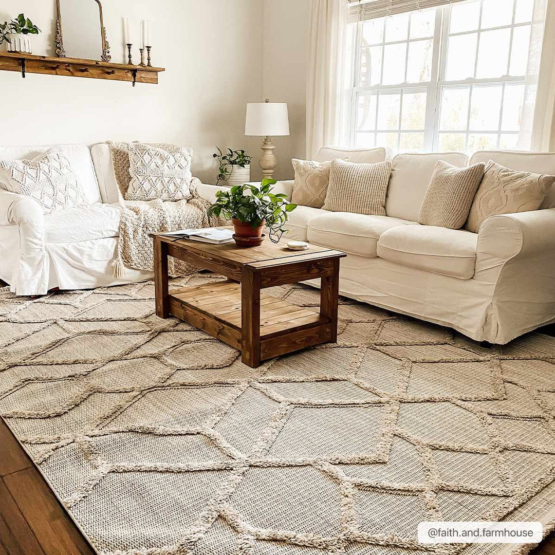 Contemporary Beige and Light Peach High/Low pile Texture Area Rug - The Rug Decor