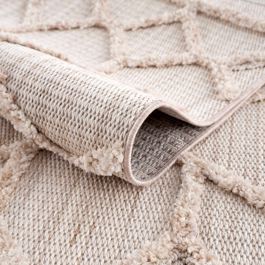 Contemporary Beige and Light Peach High/Low pile Texture Area Rug - The Rug Decor
