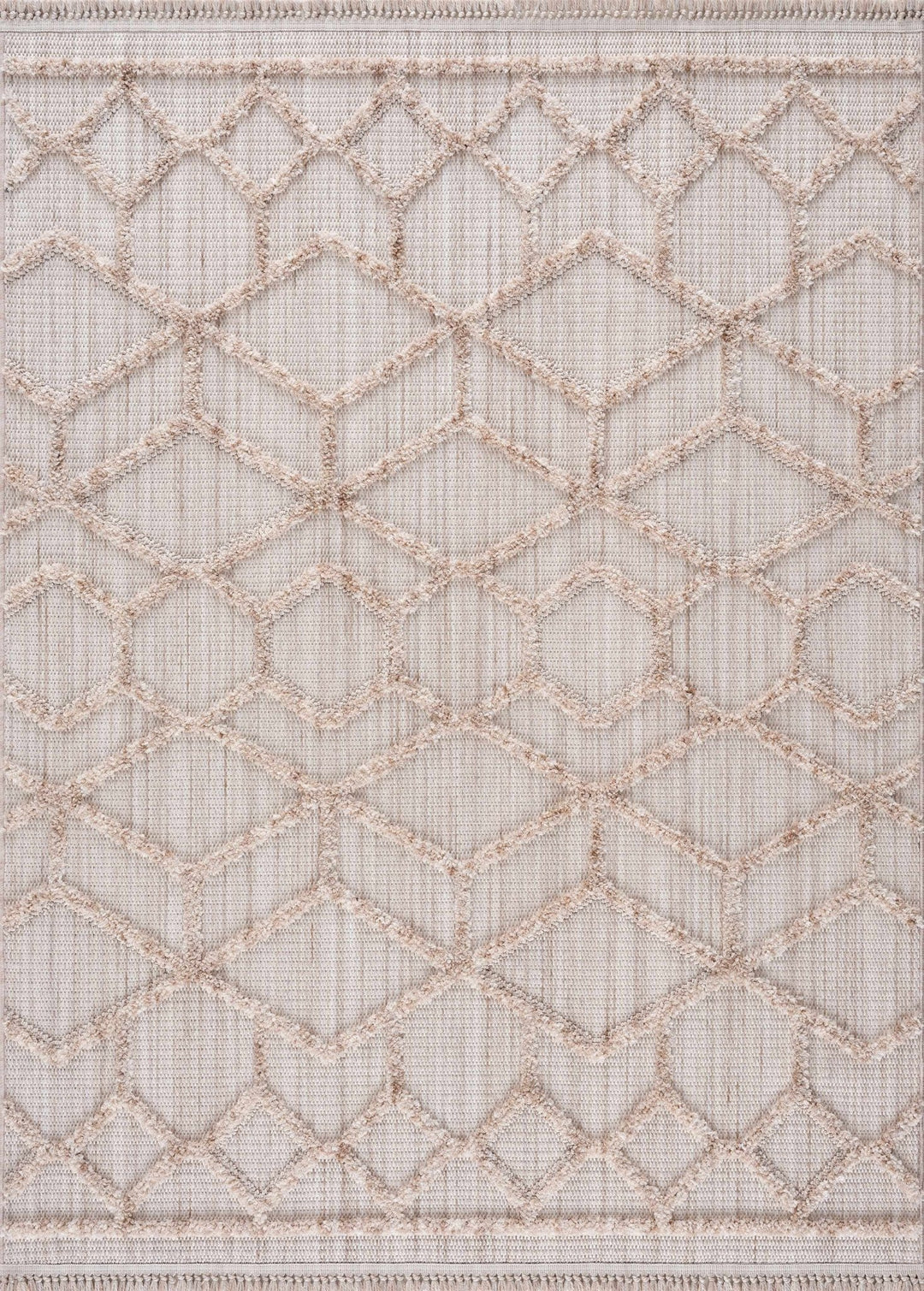 Contemporary Beige and Light Peach High/Low pile Texture Area Rug - The Rug Decor