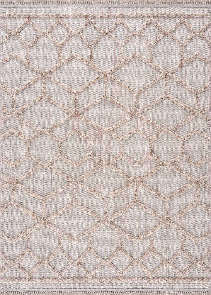 Contemporary Beige and Light Peach High/Low pile Texture Area Rug - The Rug Decor