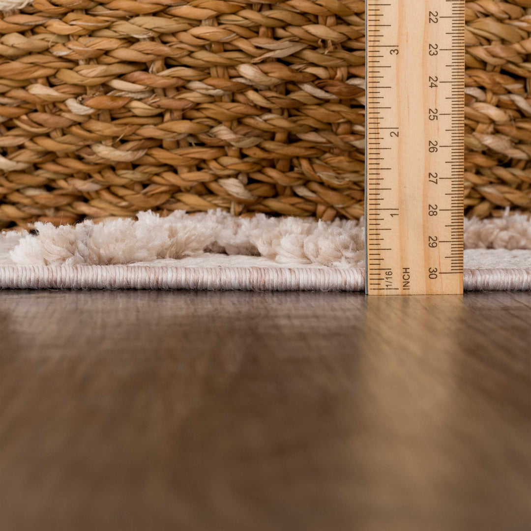 Contemporary Beige and Light Peach High/Low pile Texture Area Rug - The Rug Decor