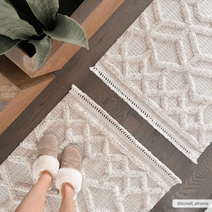 Contemporary Beige and Light Peach High/Low pile Texture Area Rug - The Rug Decor
