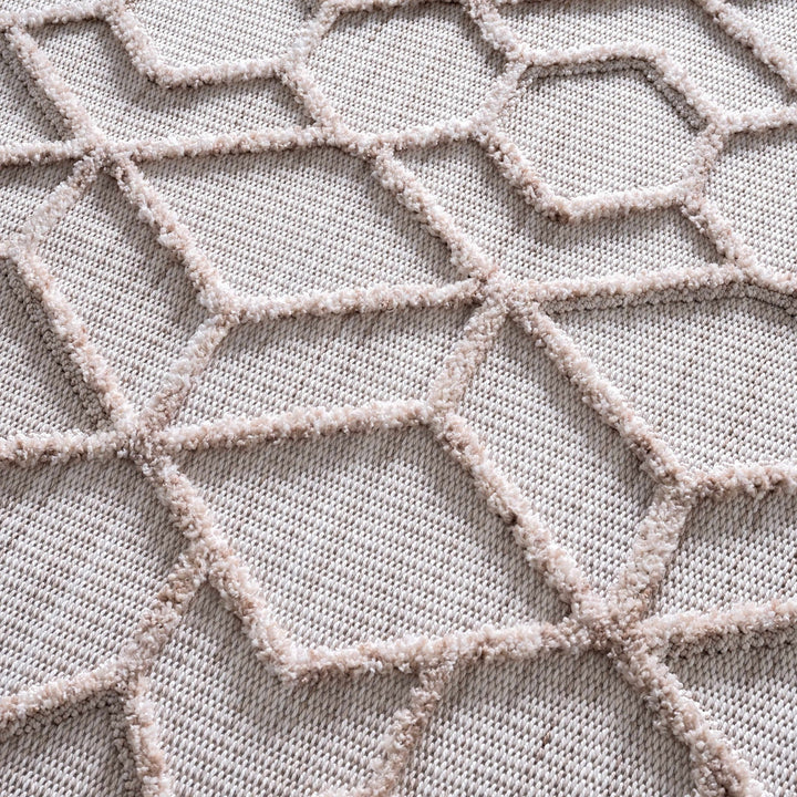 Contemporary Beige and Light Peach High/Low pile Texture Area Rug - The Rug Decor