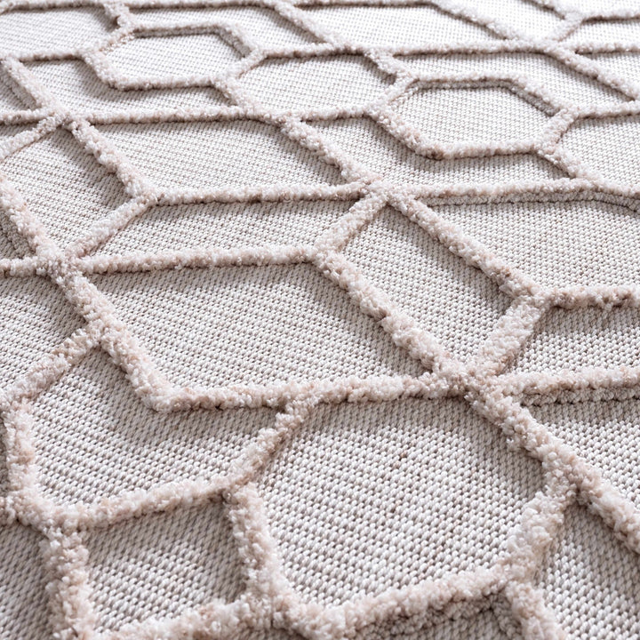 Contemporary Beige and Light Peach High/Low pile Texture Area Rug - The Rug Decor
