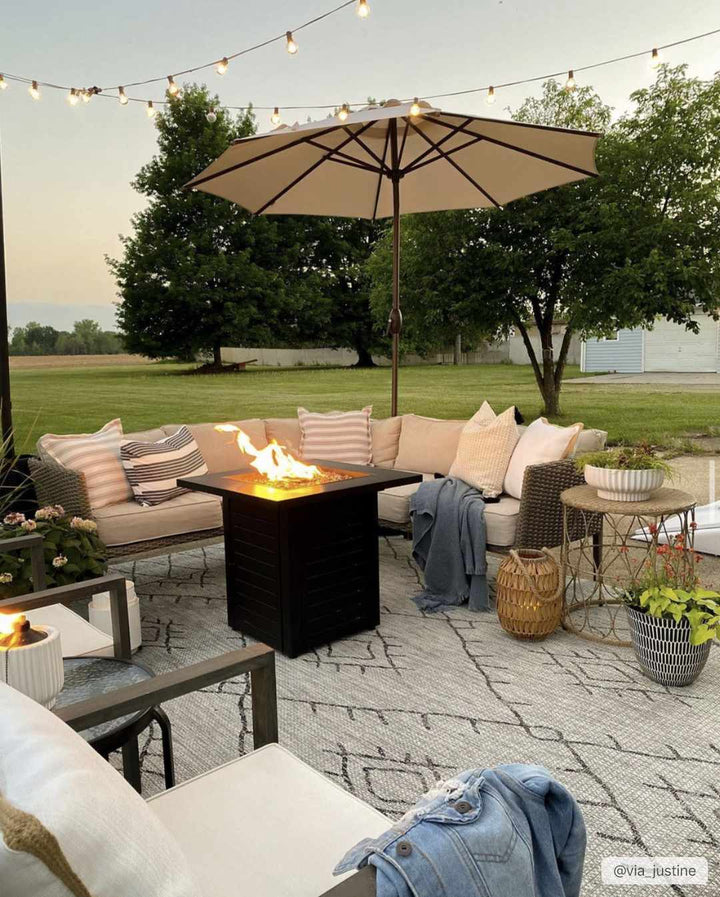 Contemporary Beige, Black and Charcoal Multi Size Outdoor Area Rug - The Rug Decor