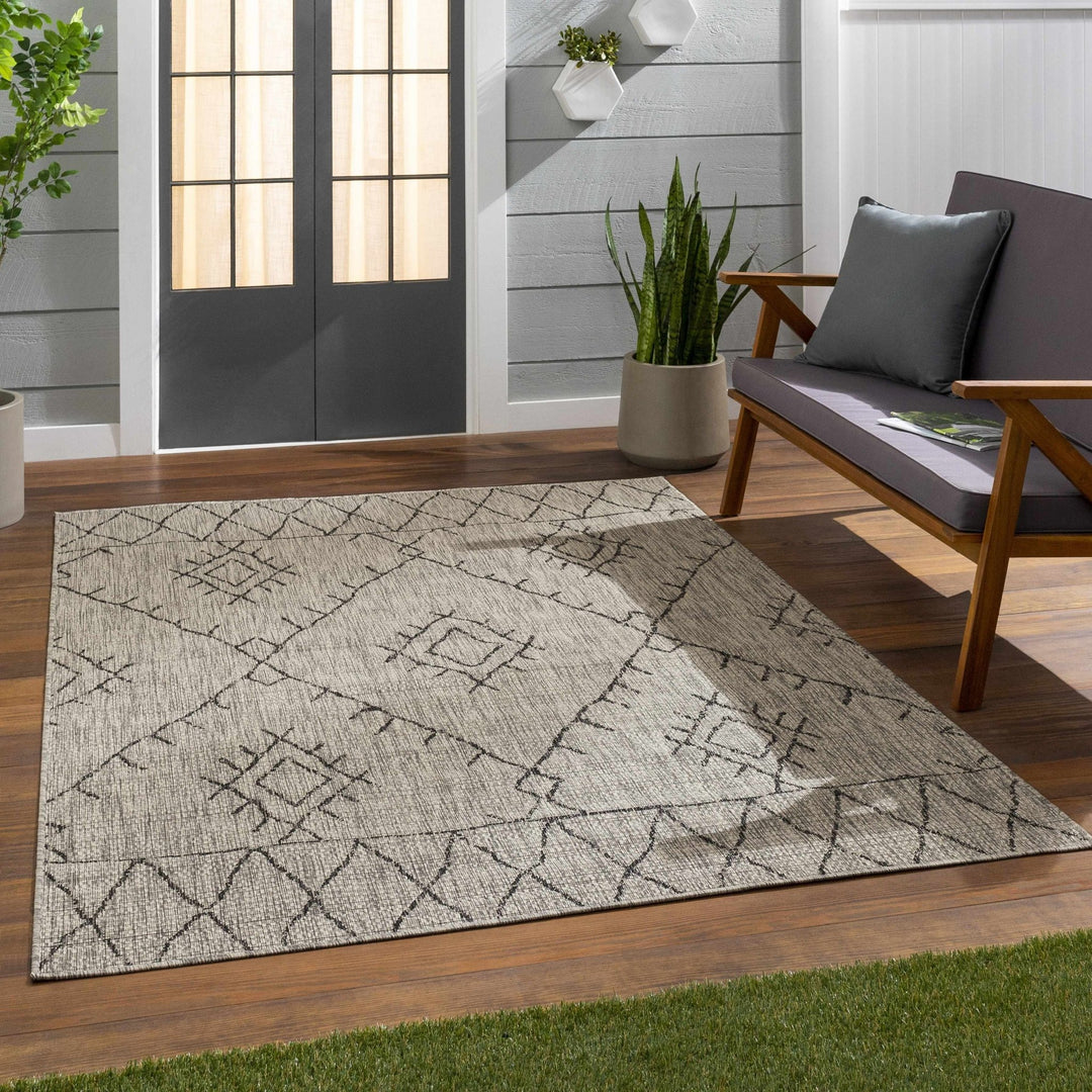 Contemporary Beige, Black and Charcoal Multi Size Outdoor Area Rug - The Rug Decor