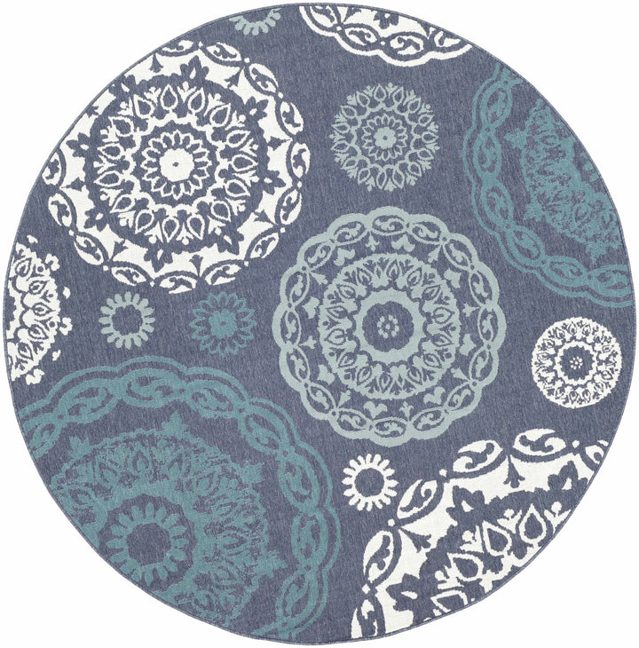 Contemporary Floral Design Charcoal, Teal. White, Blue Multi Size Area Rug - The Rug Decor