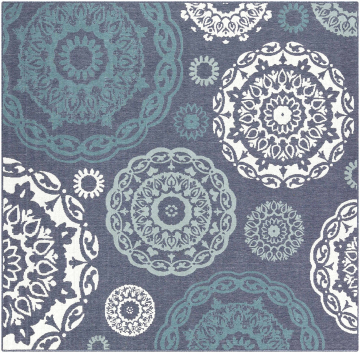 Contemporary Floral Design Charcoal, Teal. White, Blue Multi Size Area Rug - The Rug Decor