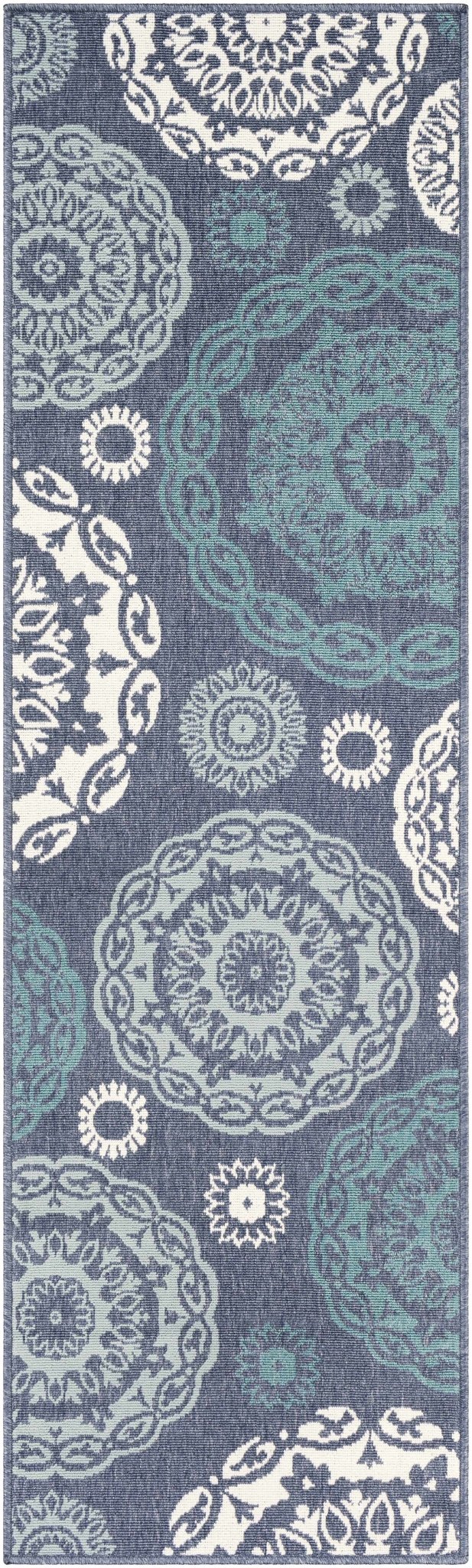 Contemporary Floral Design Charcoal, Teal. White, Blue Multi Size Area Rug - The Rug Decor