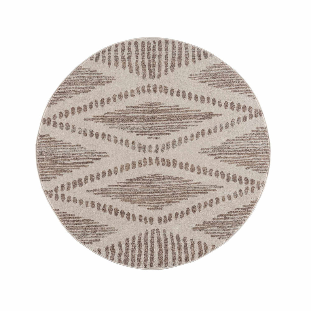 Contemporary Geometric Beige and Brown Low pile multi size Area Rug - The Rug Decor