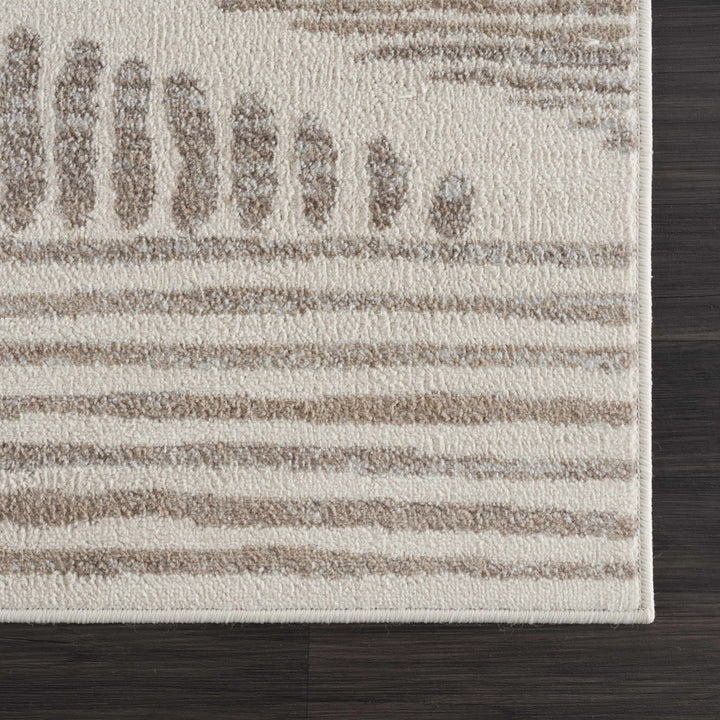 Contemporary Geometric Beige and Brown Low pile multi size Area Rug - The Rug Decor