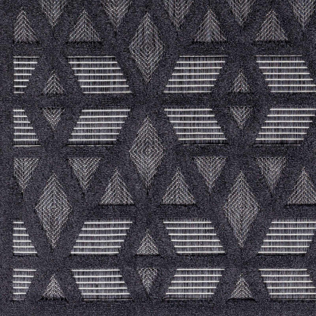 Contemporary Geometric Black and Gray Medium Pile Outdoor Area Rug - The Rug Decor