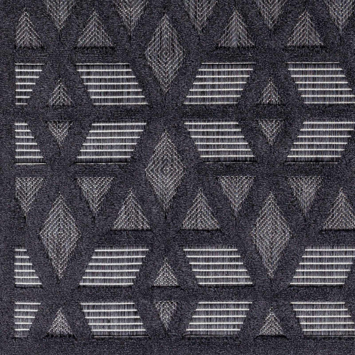 Contemporary Geometric Black and Gray Medium Pile Outdoor Area Rug - The Rug Decor