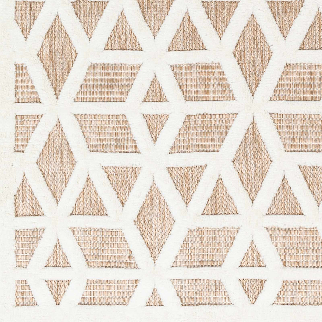 Contemporary Geometric Ivory and Camel Medium Pile Outdoor Area Rug - The Rug Decor