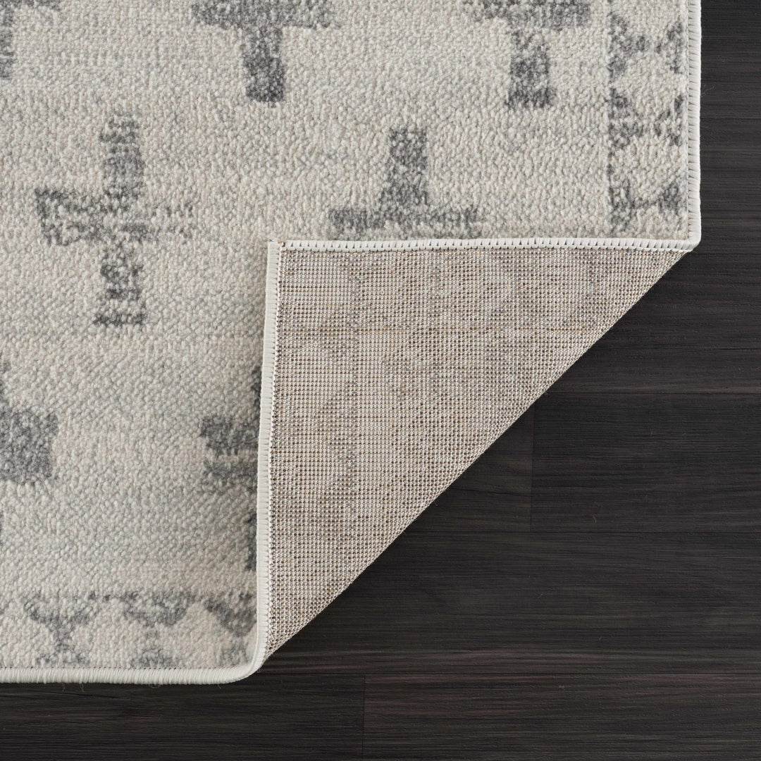 Contemporary Geometric Ivory and Gray Medium pile multi size Area Rug - The Rug Decor