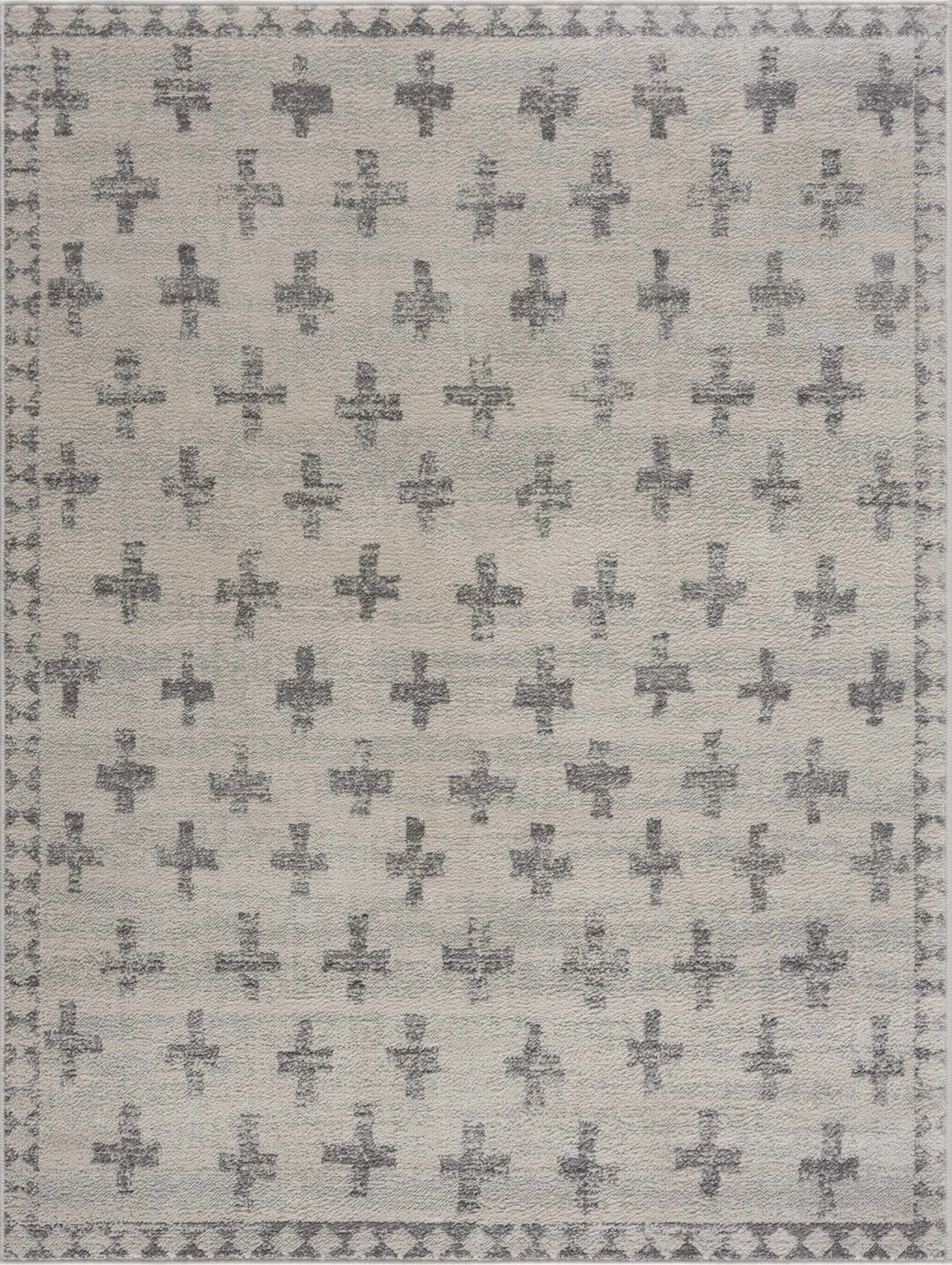 Contemporary Geometric Ivory and Gray Medium pile multi size Area Rug - The Rug Decor
