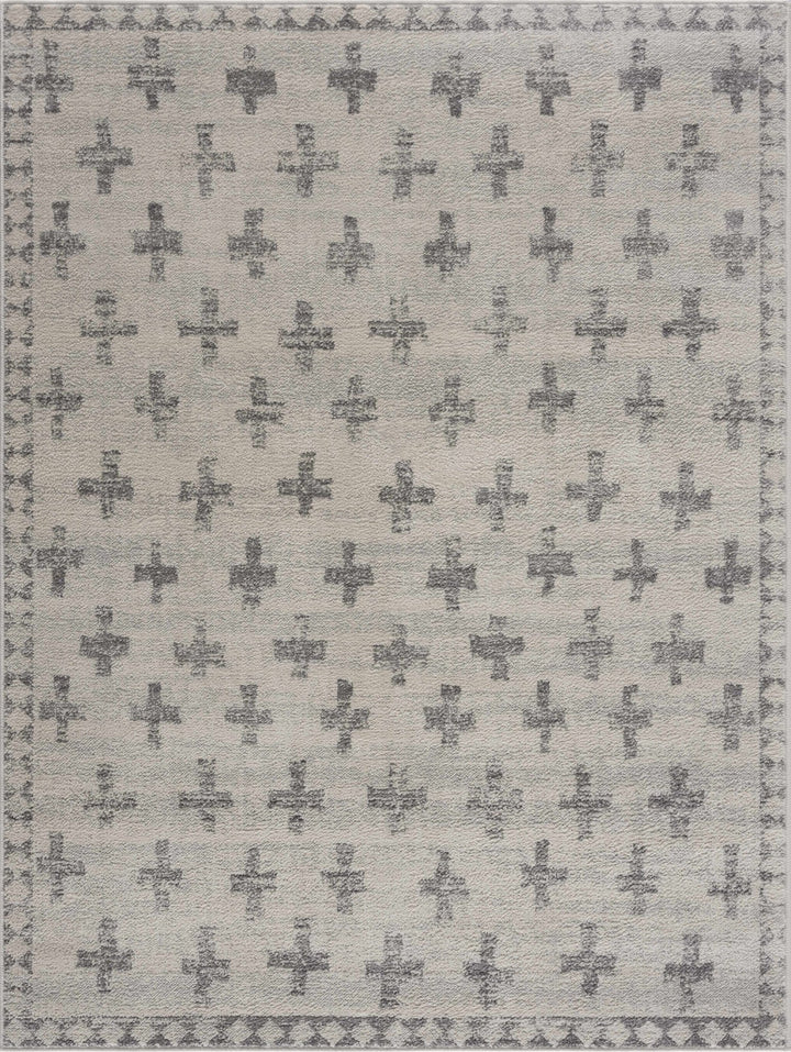 Contemporary Geometric Ivory and Gray Medium pile multi size Area Rug - The Rug Decor