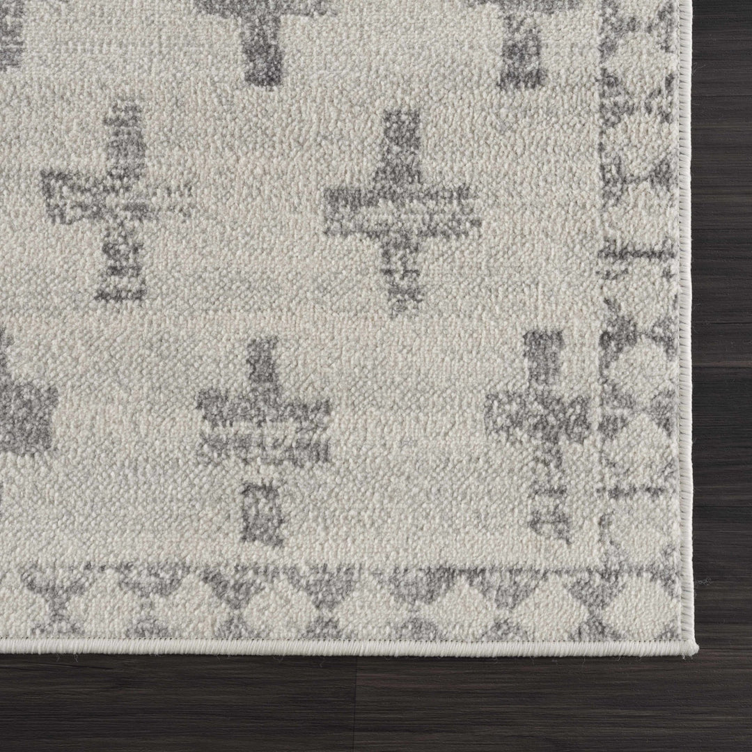 Contemporary Geometric Ivory and Gray Medium pile multi size Area Rug - The Rug Decor