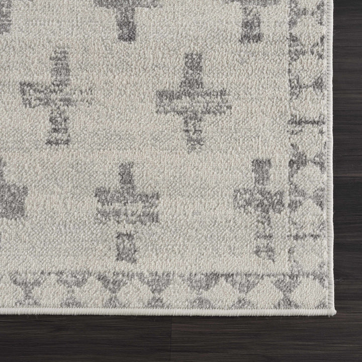 Contemporary Geometric Ivory and Gray Medium pile multi size Area Rug - The Rug Decor