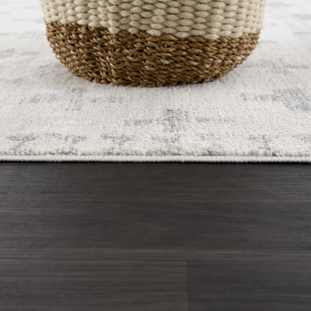 Contemporary Geometric Ivory and Gray Medium pile multi size Area Rug - The Rug Decor
