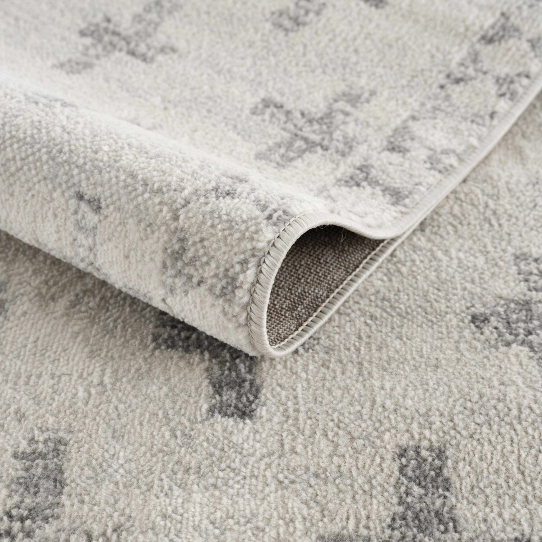 Contemporary Geometric Ivory and Gray Medium pile multi size Area Rug - The Rug Decor