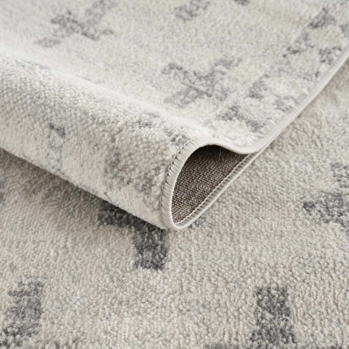 Contemporary Geometric Ivory and Gray Medium pile multi size Area Rug - The Rug Decor