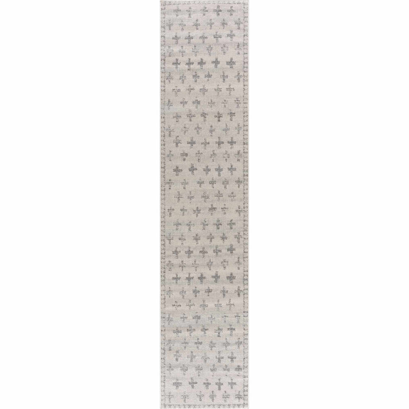 Contemporary Geometric Ivory and Gray Medium pile multi size Area Rug - The Rug Decor