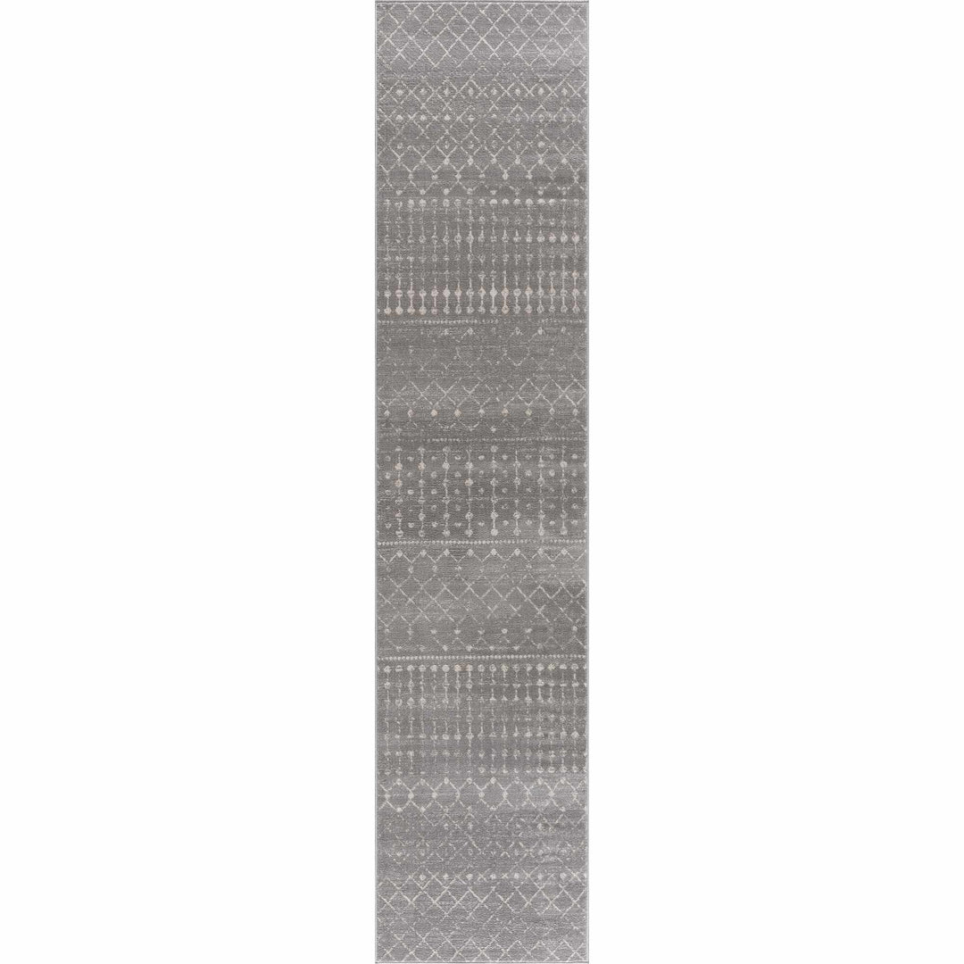 Contemporary Gray and Ivory Low pile Tribal Design Area Rug - The Rug Decor