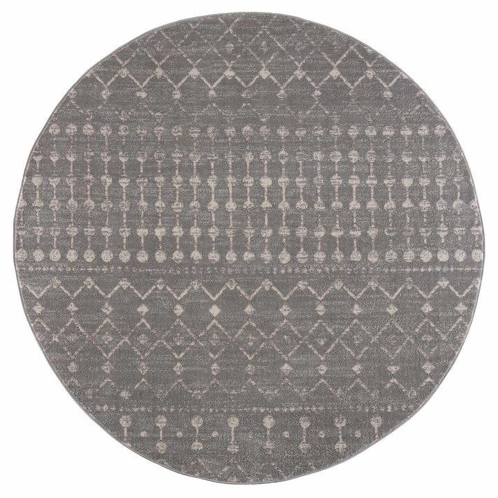 Contemporary Gray and Ivory Low pile Tribal Design Area Rug - The Rug Decor