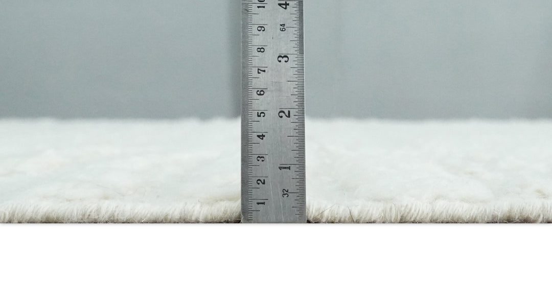 Contemporary High Low texture Hand knotted Ivory 8.6x9.10 wool Area Rug - The Rug Decor