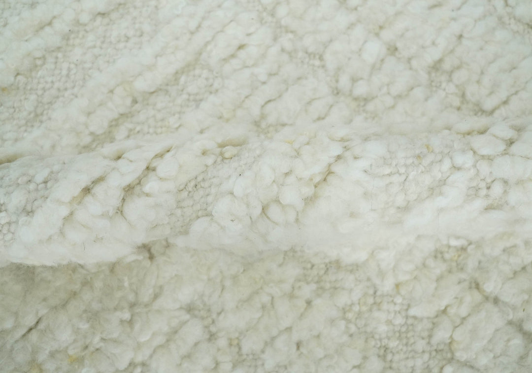 Contemporary High Low texture Hand knotted Ivory 8.6x9.10 wool Area Rug - The Rug Decor