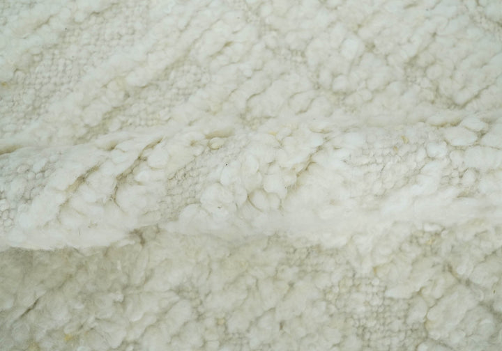 Contemporary High Low texture Hand knotted Ivory 8.6x9.10 wool Area Rug - The Rug Decor