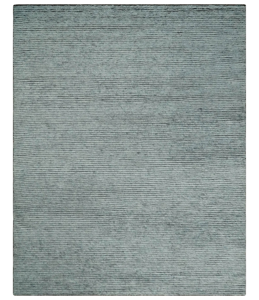 Contemporary look Gray Hand knotted loop Cut 8x10 wool Area Rug - The Rug Decor